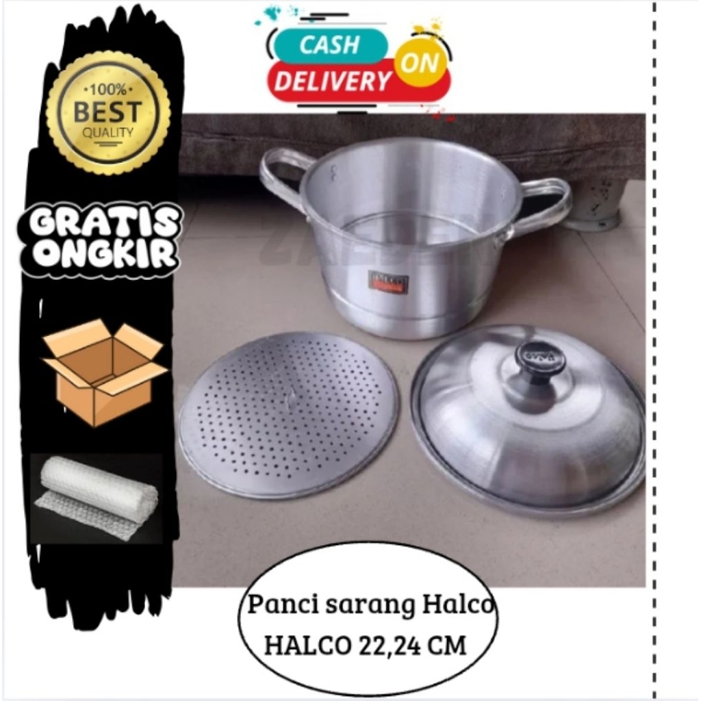 Panci Halco Kukusan Sarang Serbaguna Streamer 22 Cm , Dandang Langseng Kukus Alumunium 22 , 24 Cm
