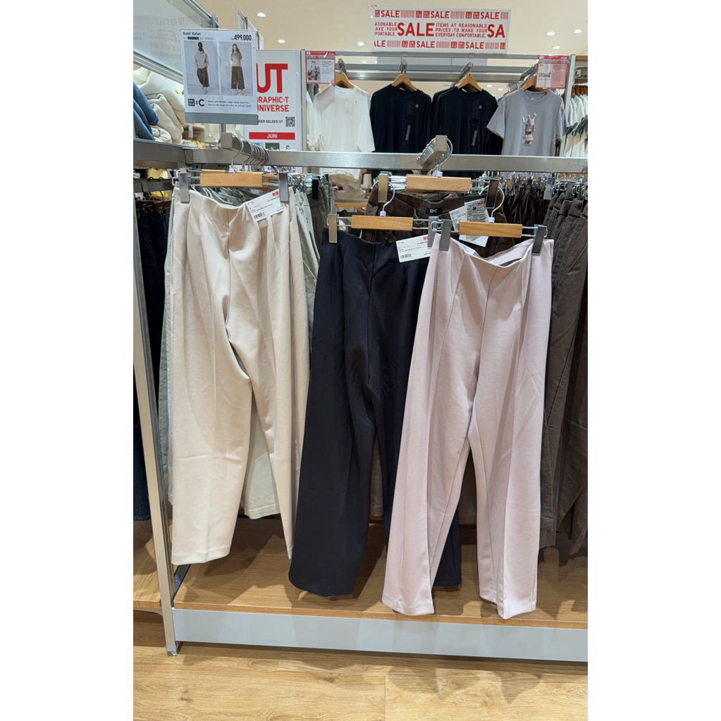 Uniqlo Celana Straight Stretch Double Face Sale