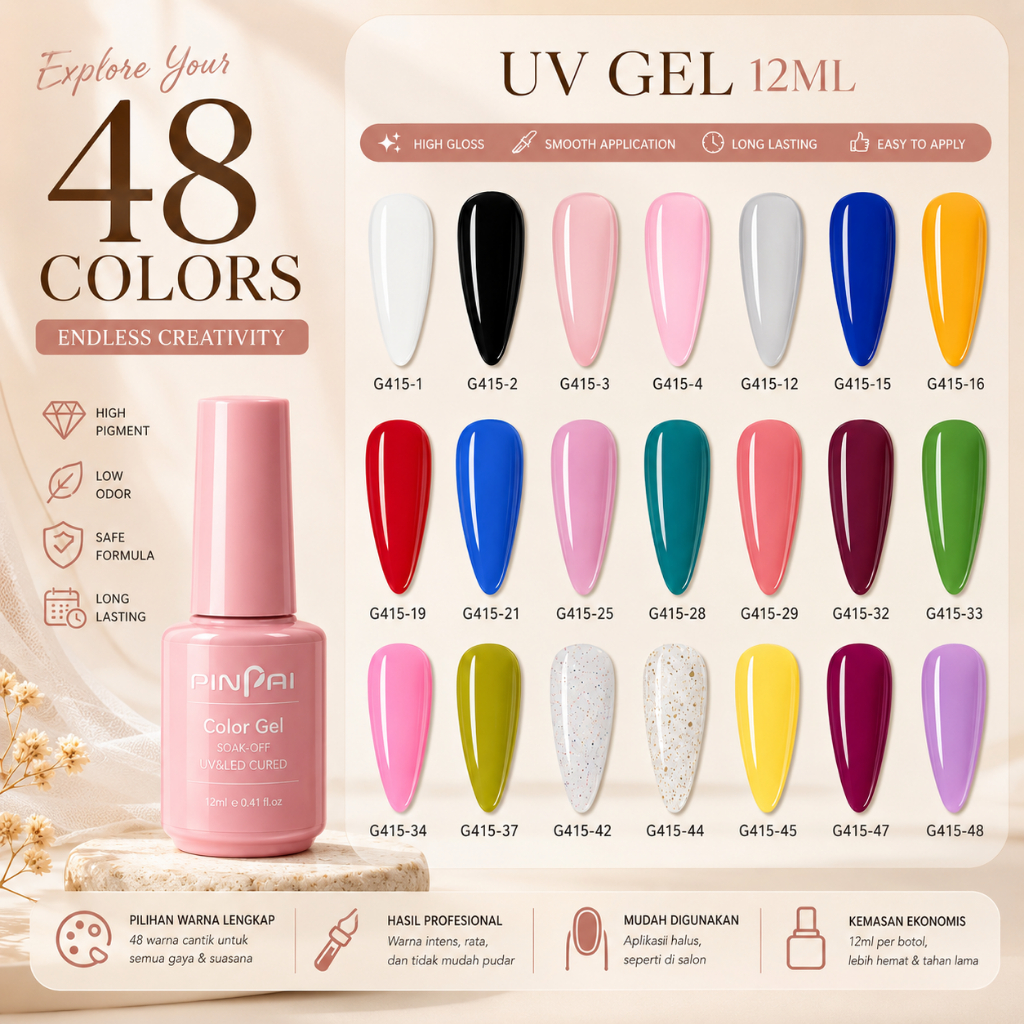 Velunebeauty - [12PCS] Kutek Gel UV GAIRRIY 7.5ML Nail Polish Color Set Bisa Pilih Warna