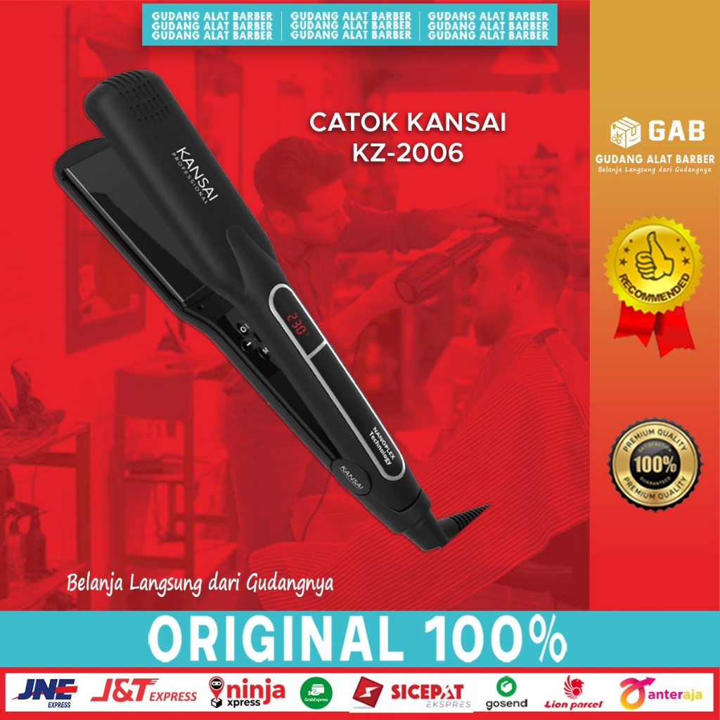 Catok Kansai Professional KZ 2006 Black Titanium 3D Floating Plate Catokan Rambut Salon dan Barbersh