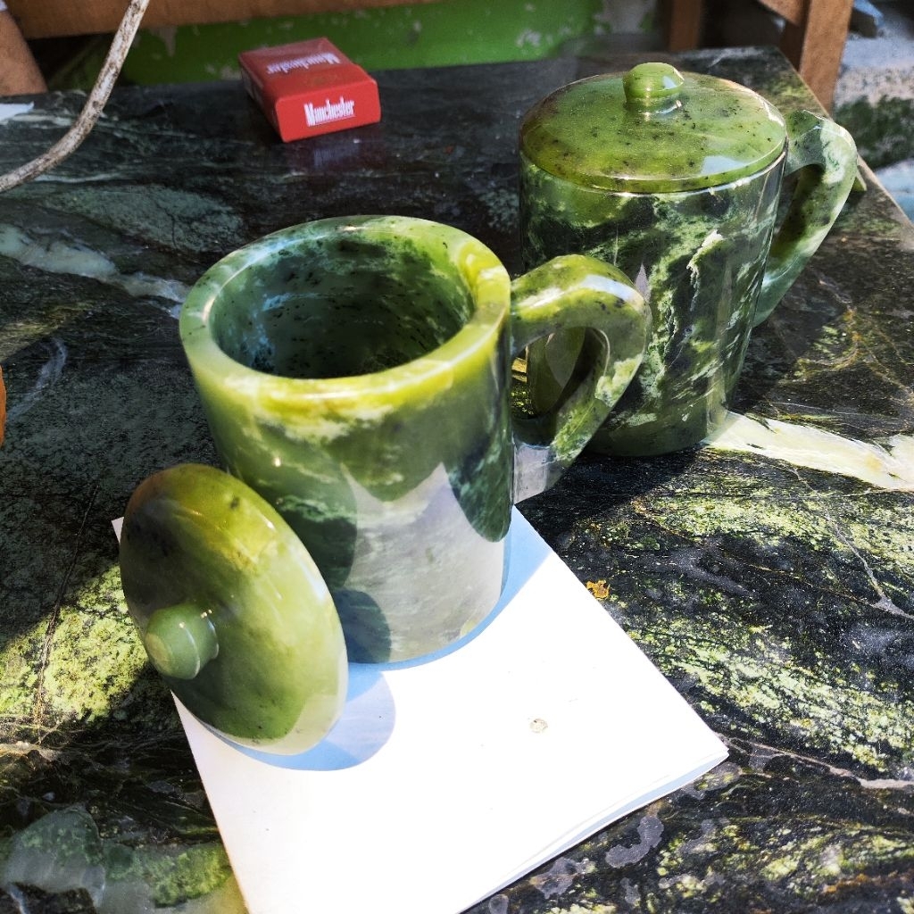 Cangkir batu giok aceh nephrite jade