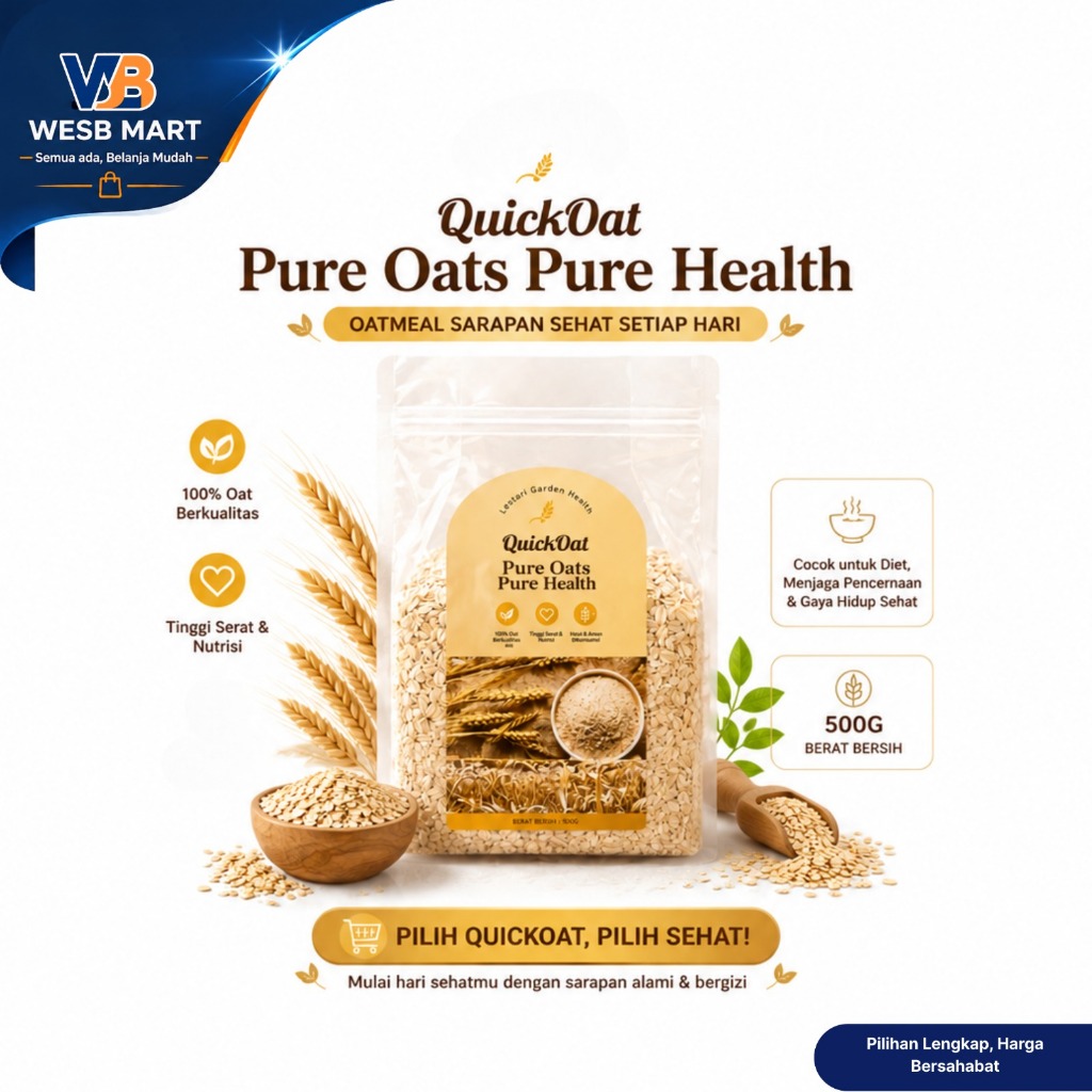 Quick oat bran halal 500g / oatmeal sarapan sehat dan cocok untuk diet