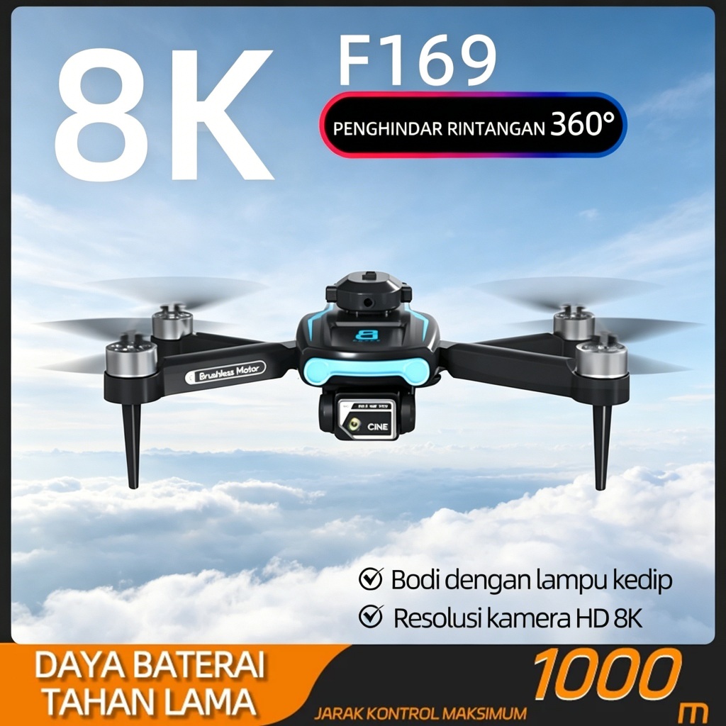 F169 Drone kamera jarak jauh fotografi udara profesional murah dual camera drone premium Durasi terb