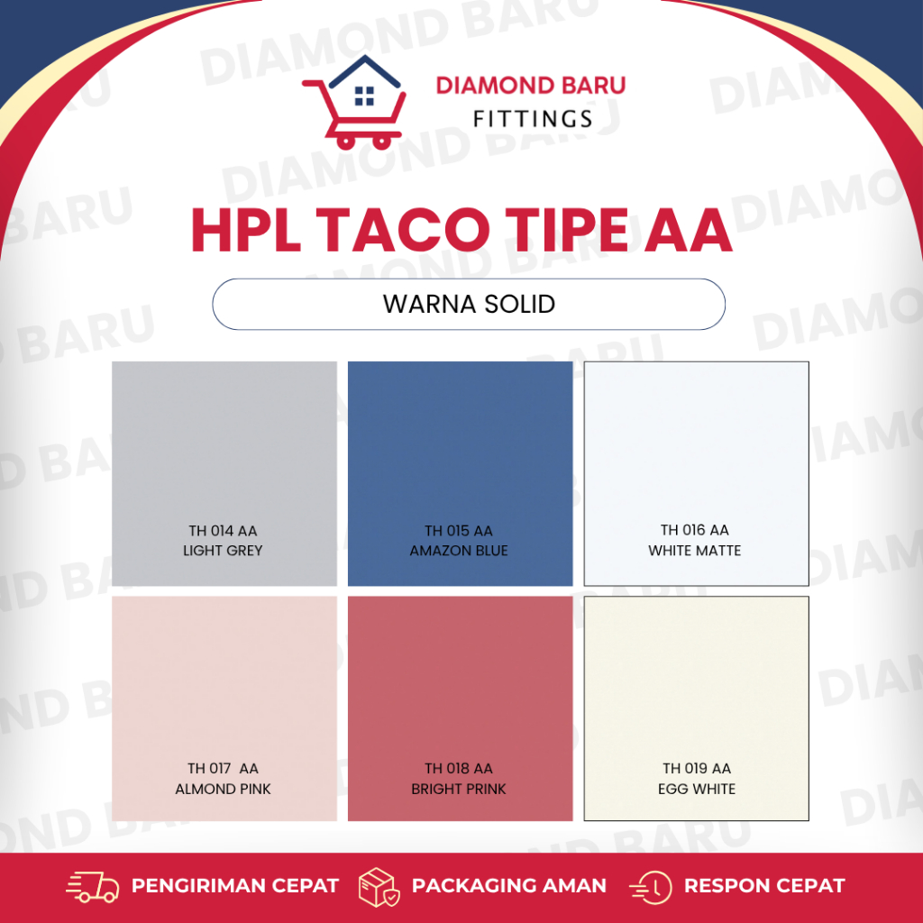 HPL TACO TIPE AA WARNA SOLID Pelapis Furniture dan Interior