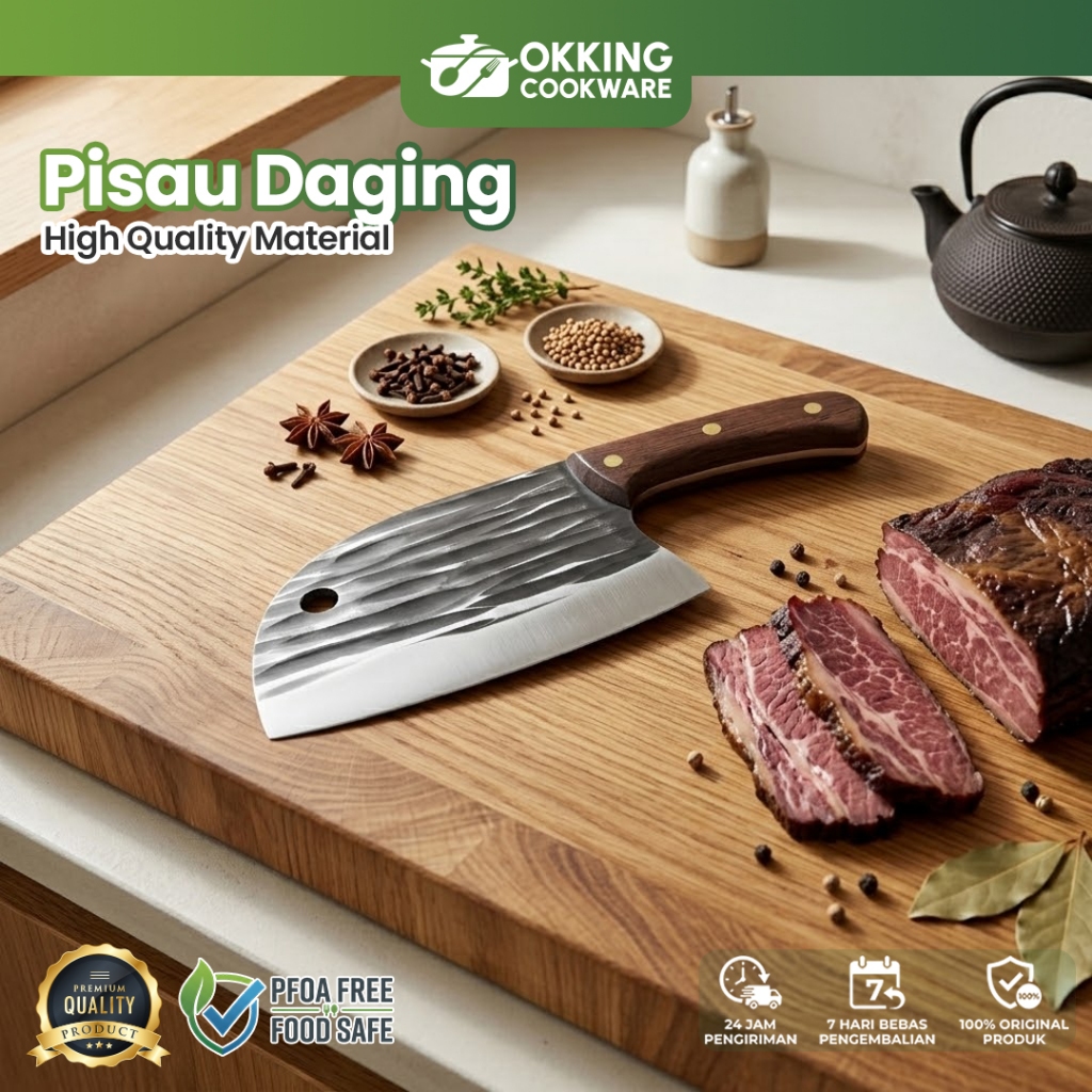 OKKING COOKWARE Pisau Daging Stainless Premium Pisau Dapur Tajam Anti Karat A-204