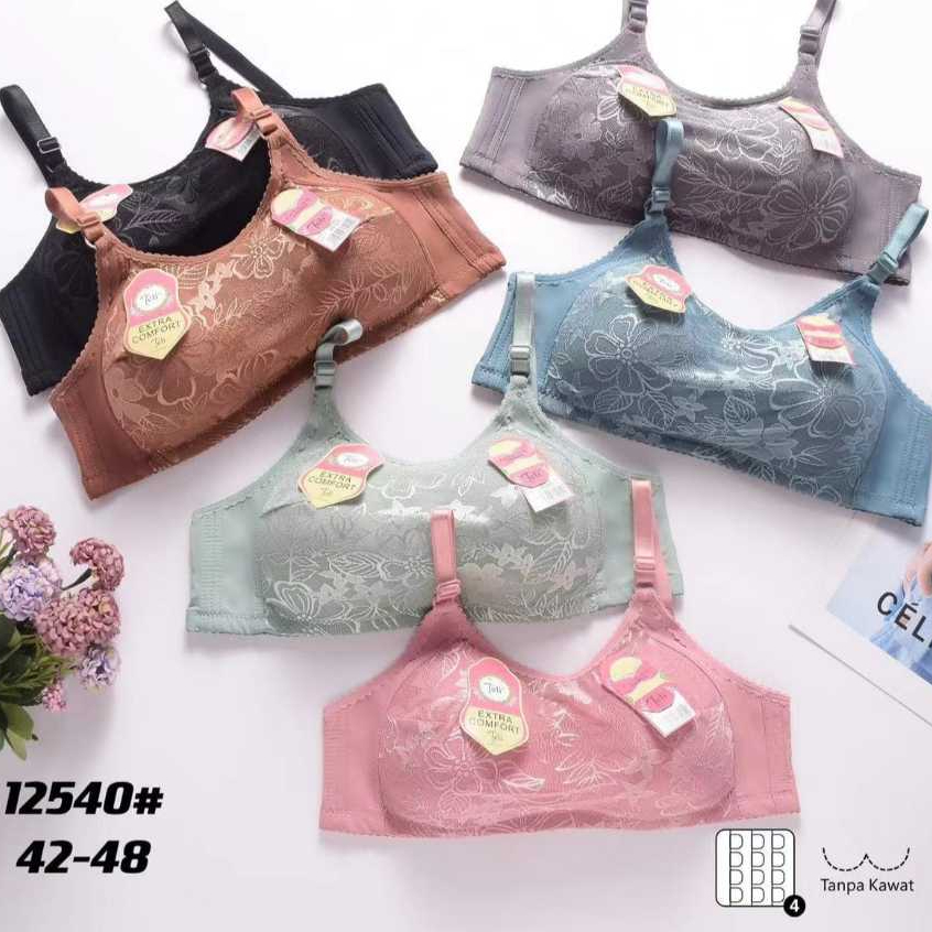 BRA KEMBEN TELI FASHION BH KEMBEN PUSH UP TANPA KAWAT SIZE 42 - 48