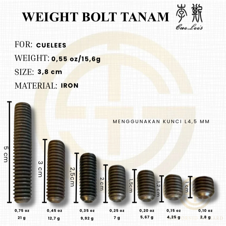 Pemberat / Weight Bolt Tanam Cuelees/Cuelee's