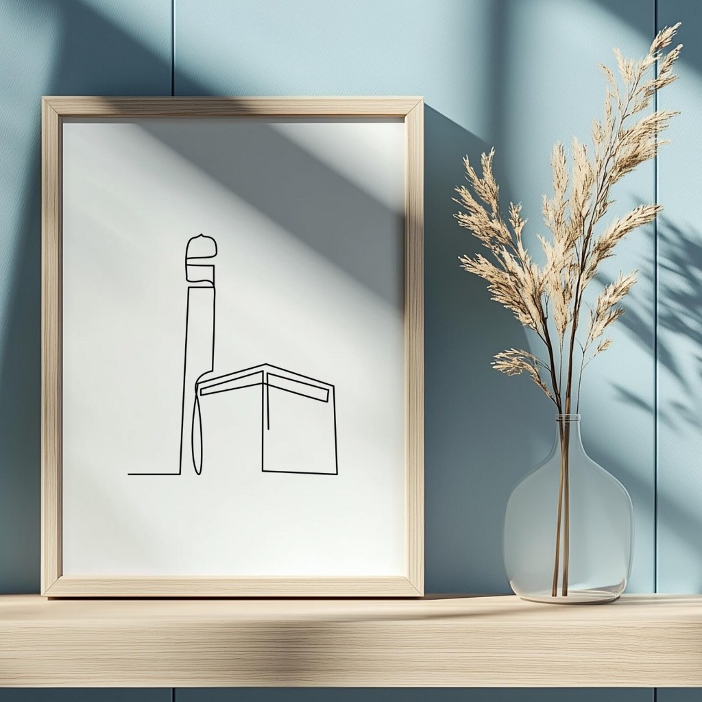 Lukisan Kabah Minimalis Lineart Plus Frame Fiber