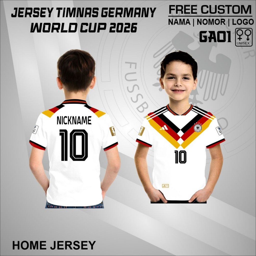 Jersey kaos anak timnas jerman 2026 home away free custom