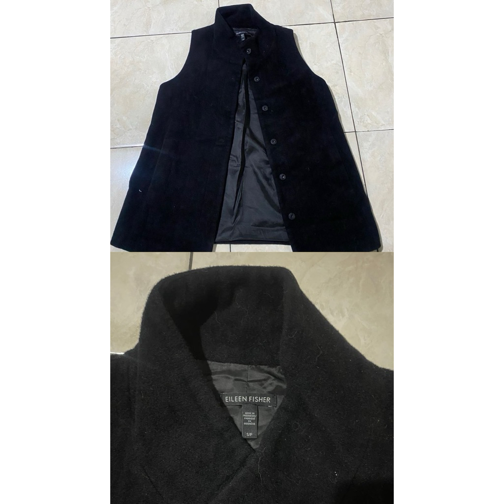 Vest Wool Hitam Eileen Fisher