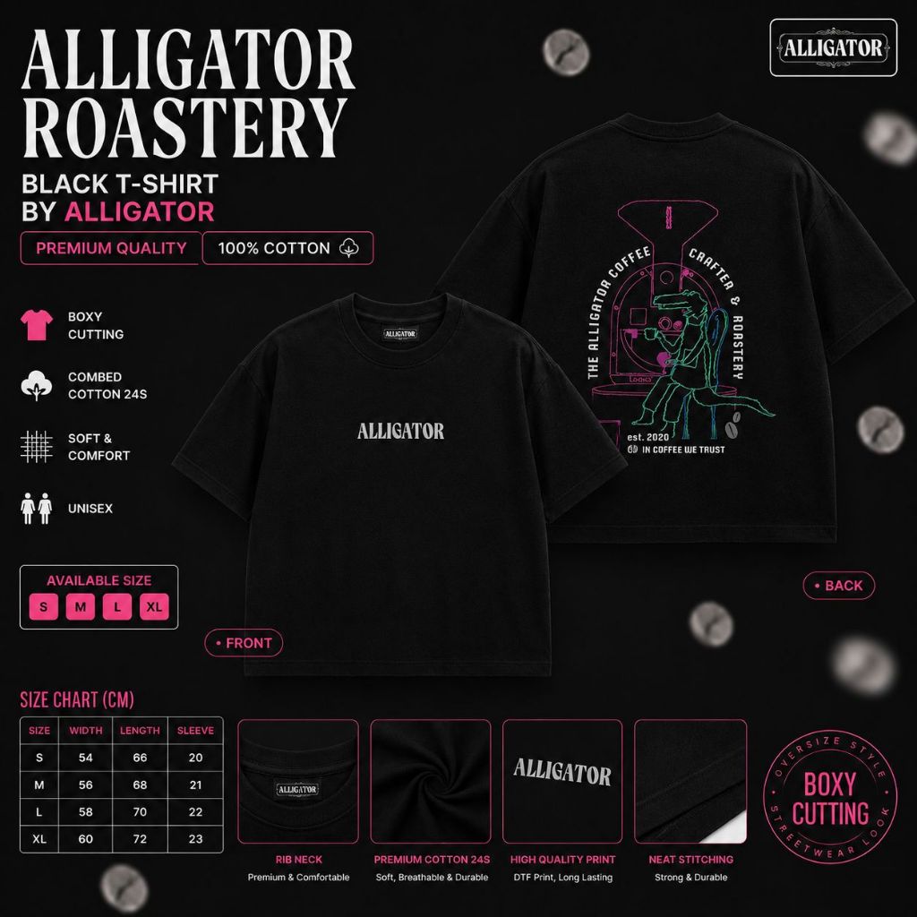 ALLIGATOR ROASTERY BLACK T-SHIRT