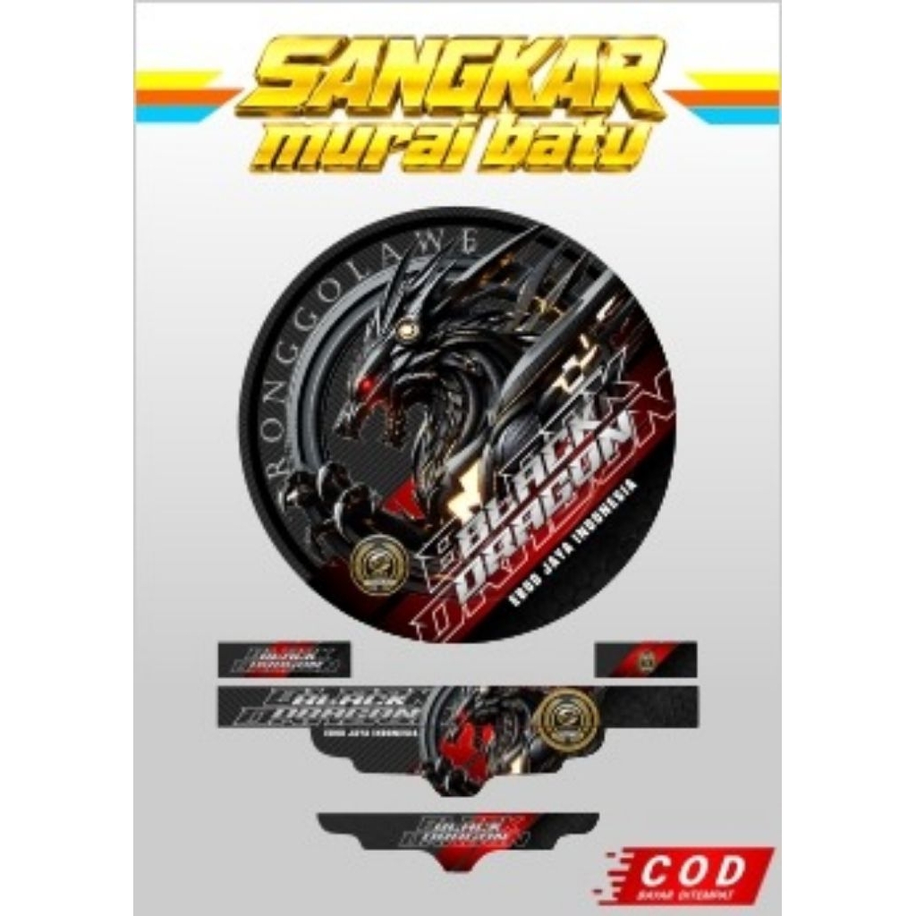 Sticker decal sangkar burung murai Ebod jaya no2 motip dragon Ronggolawe