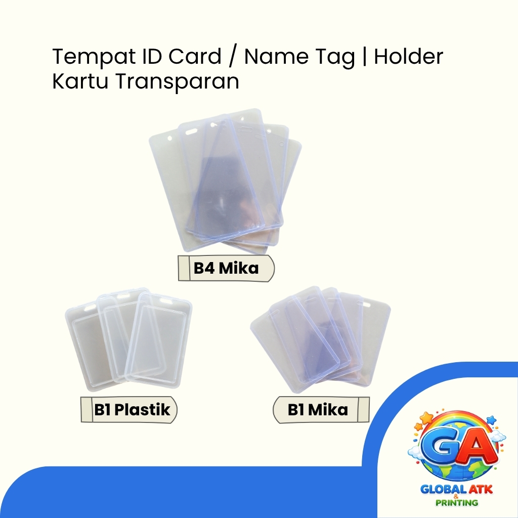 ID Card Case ID Card Holder Holder Kartu Transparan Mika dan Plastik B1/B4