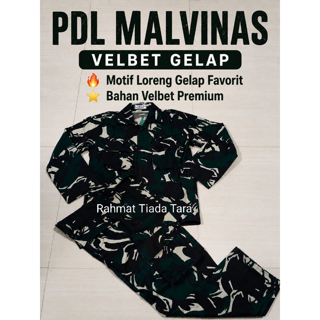 Seragam PDL Malvinas Velbet Gelap Premium Tebal Jahitan Kuat & Rapi