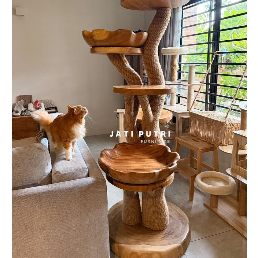 Cat Tree Bahan Kayu Solid Type 2