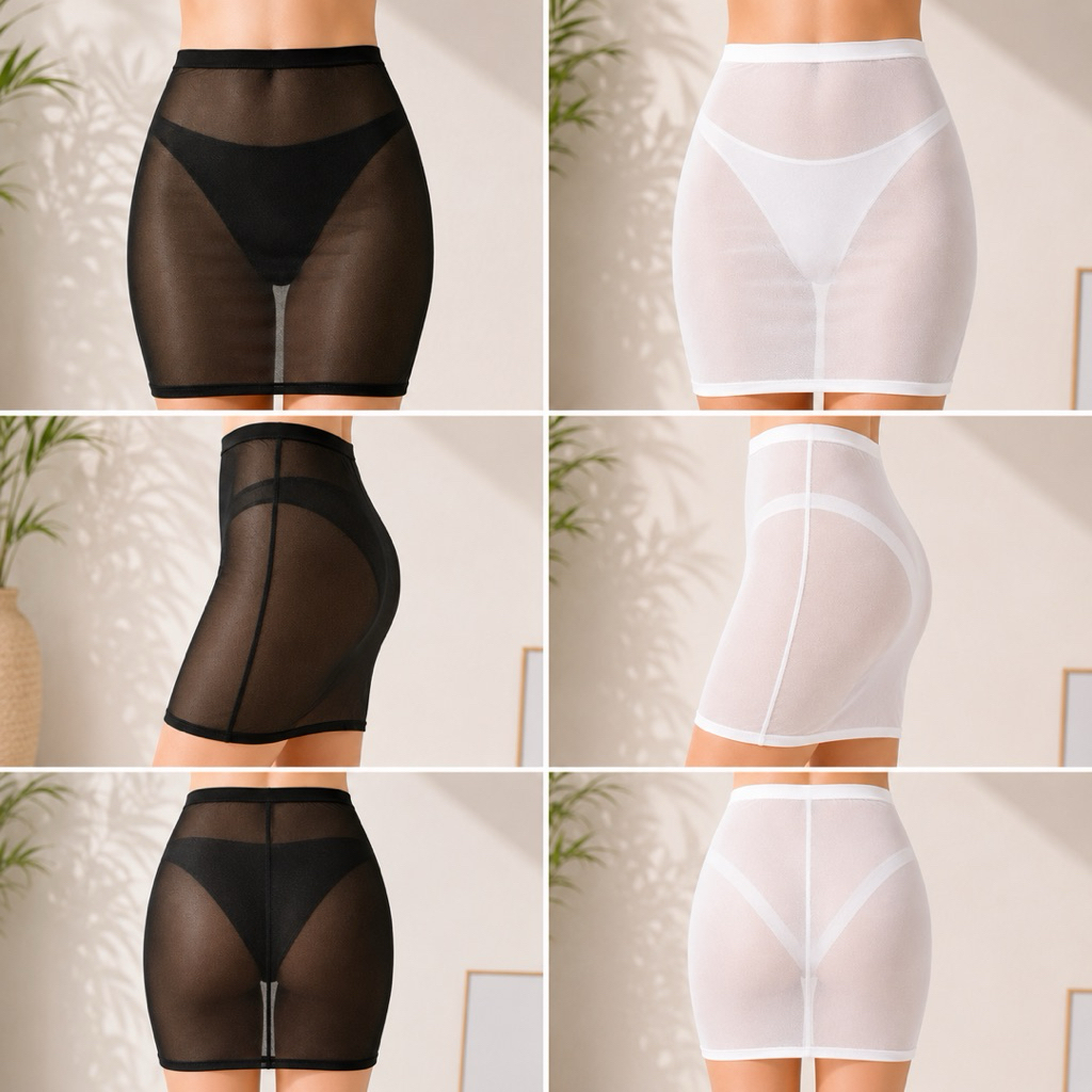 Hana Rok Tile Transparan Rok Mini Sepan Sexy Rok Dinas Malam Rok Jaring Transparan