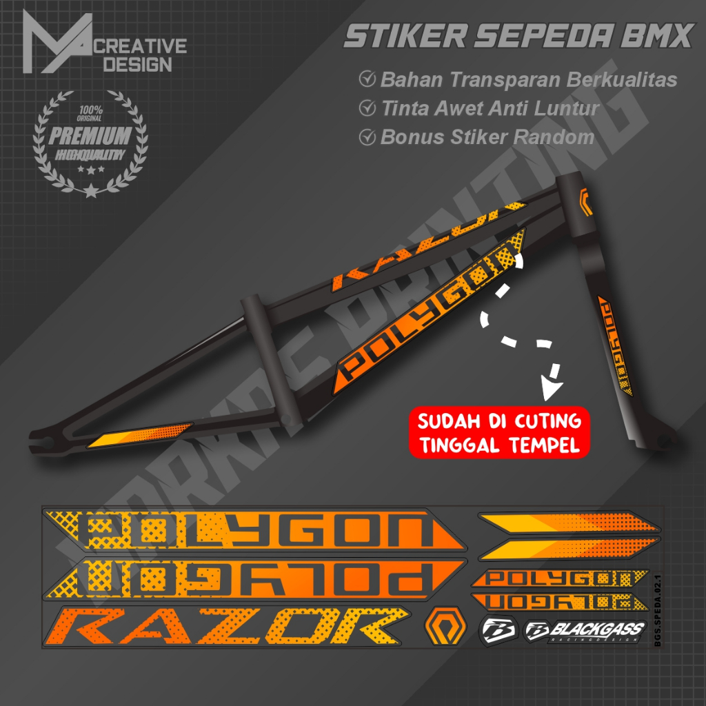 Stiker Striping Sepeda Universal ALL Polygon BMX Pacific Sudah Cutting 04