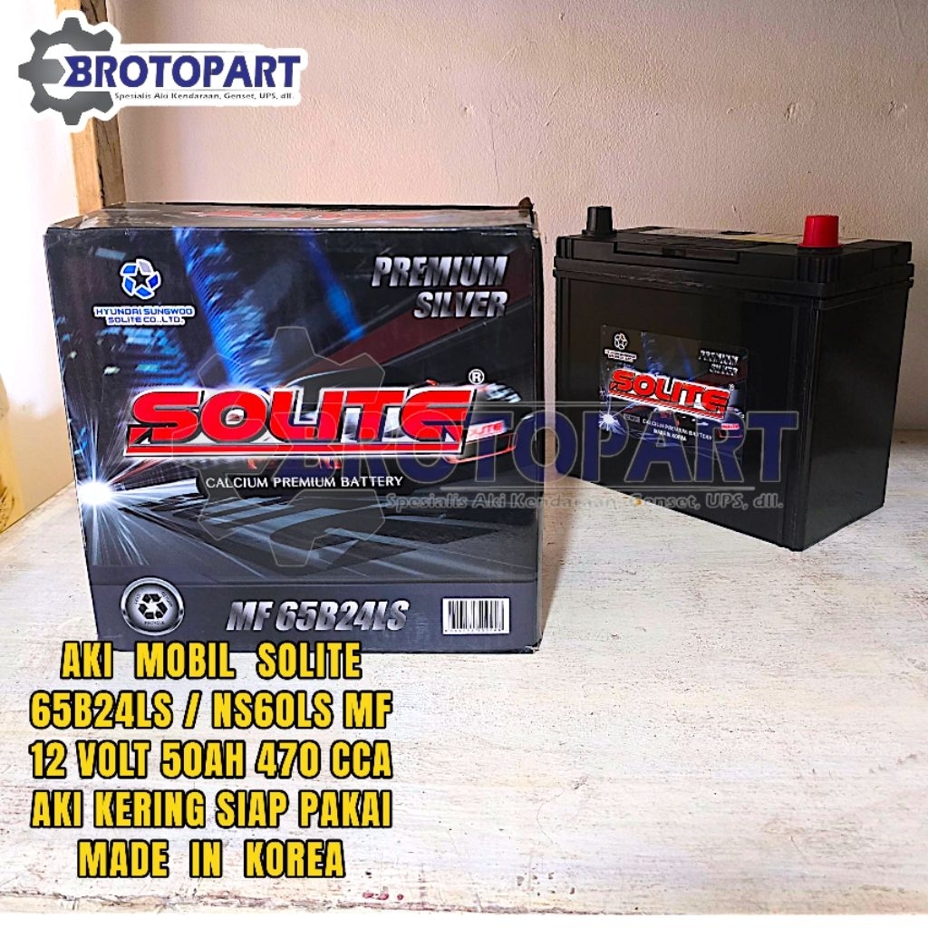 Aki Mobil kering SOLITE CALCIUM NS60LS MF Aki Kering 12v  50Ah