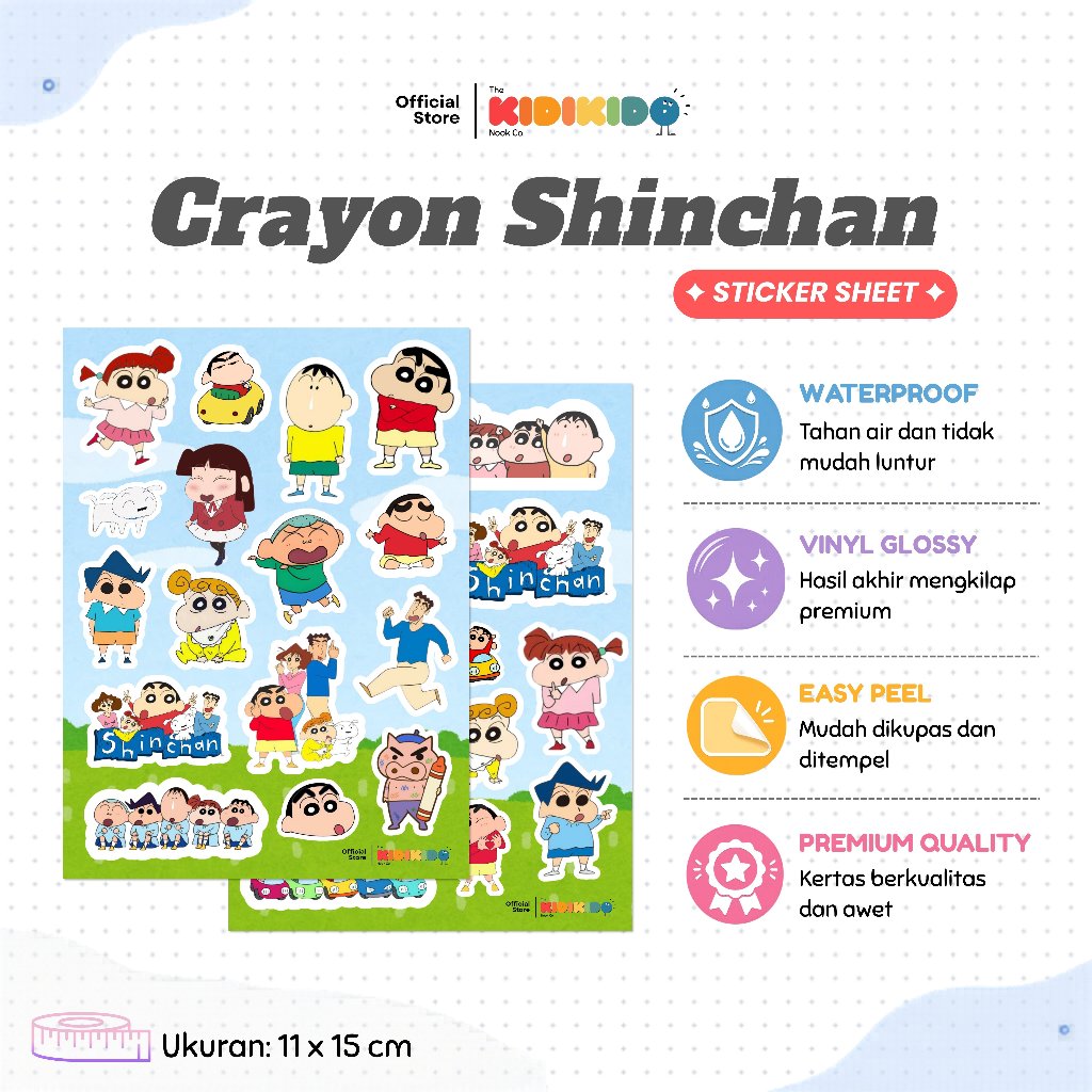 Sticker Sheet Anak Crayon Shinchan | Deco Stiker Waterproof