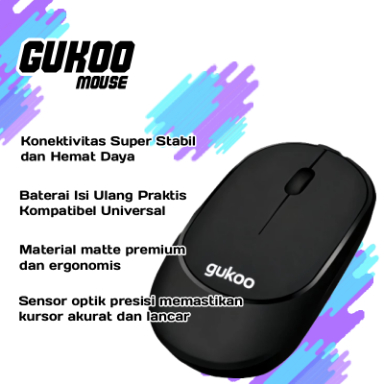 GUKOO Mouse Nirkabel Bluetooth 5.0 Rechargeable Bahan Matte Hemat Baterai