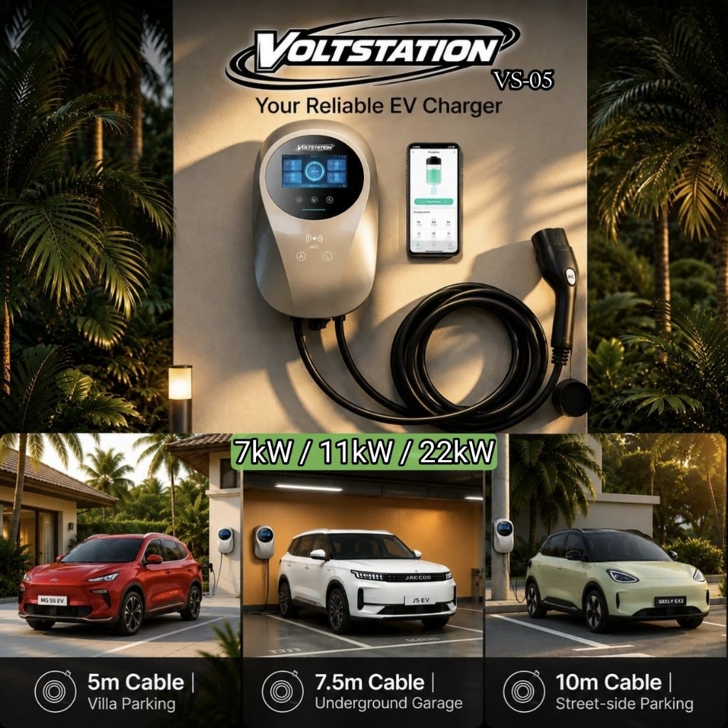 VoltStation Wall Mount EV Charger Mobil Listrik BYD Chery Jaecoo Omoda Wuling Geely Xpeng Aion dll