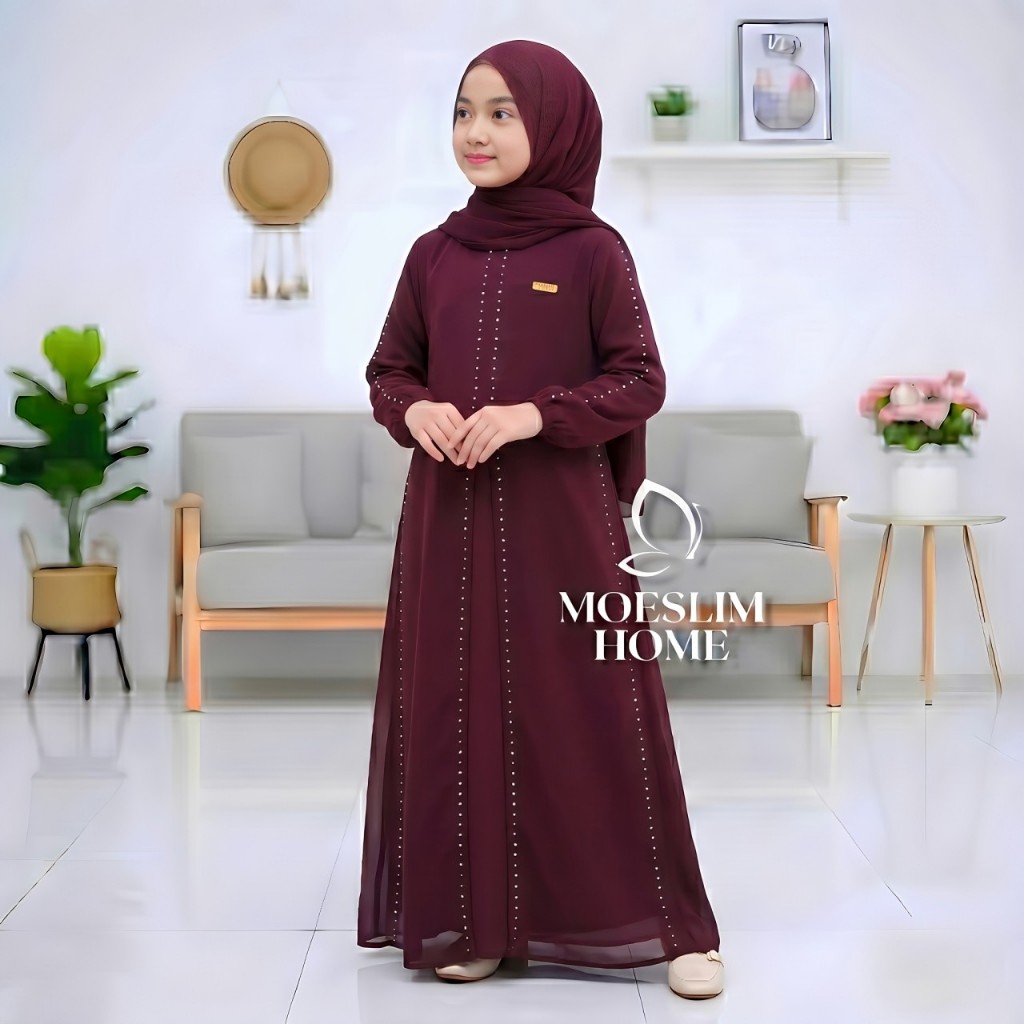 NEW PROMO ABAYA NAZWA KIDS Gamis Anak Perempuan 8-16 Tahun Bisa Couple Dengan Ibu Bahan Ceruty
