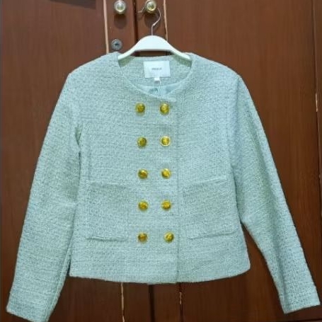 BLAZER TWEET HIJAU SAGE PREMIUM