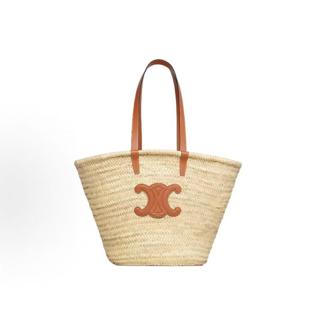 Celine Triumph Classic Panier woven beach tote bag Tote bag Shopping bag Single shoulder handbag Med