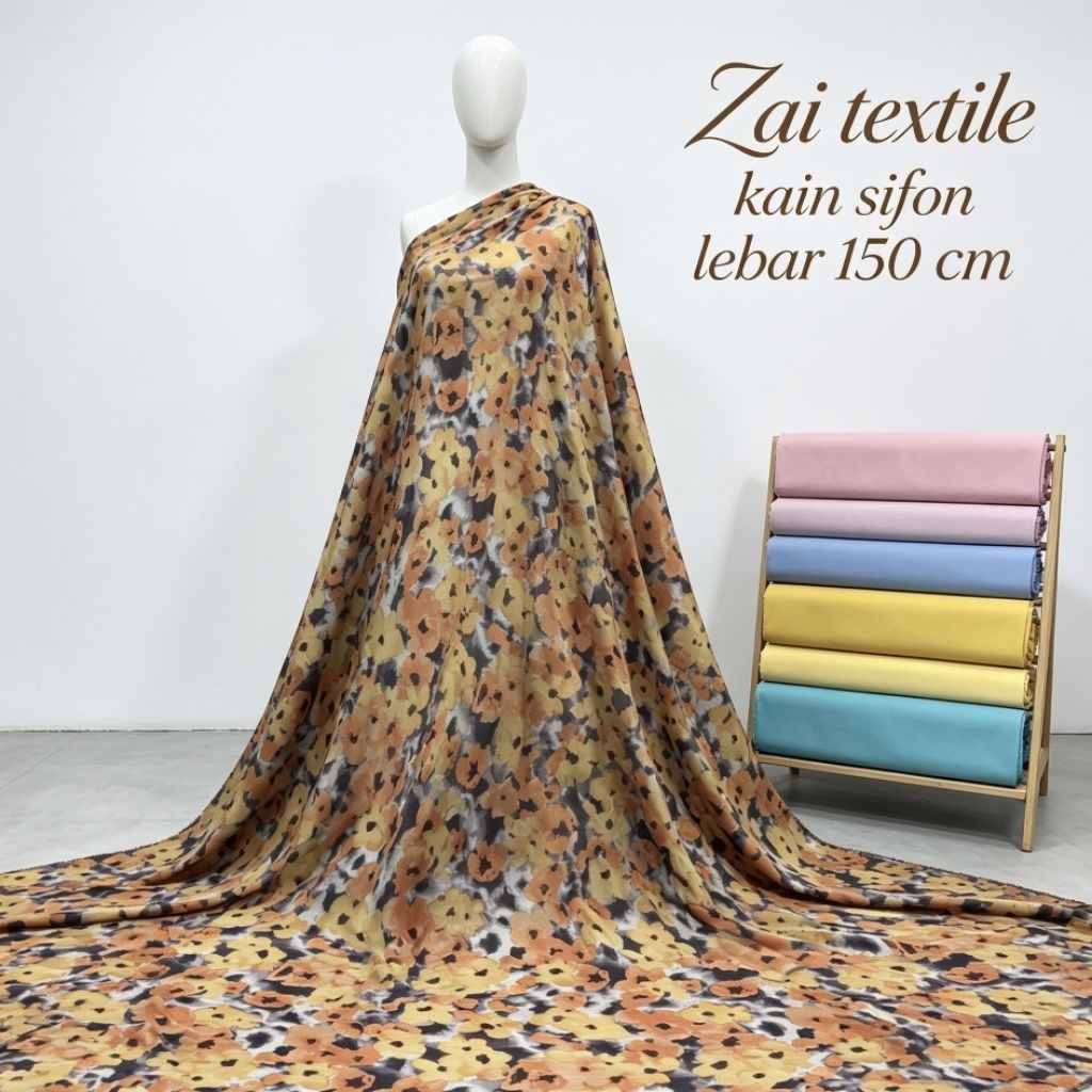 kain sifon motif bunga - kain sifon - kain sifon premium - kain motif