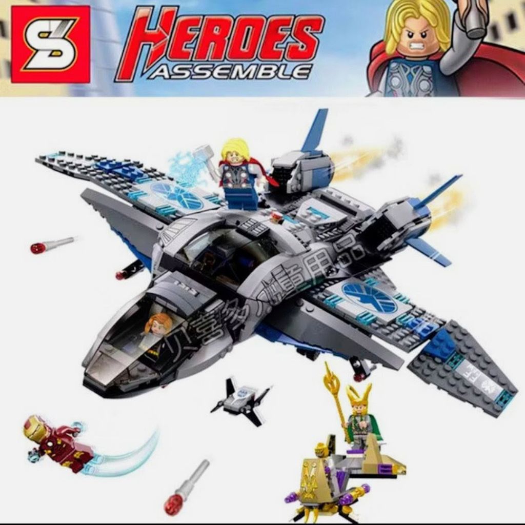 SY327 Brick Heroes Assemble Pesawat Avengers