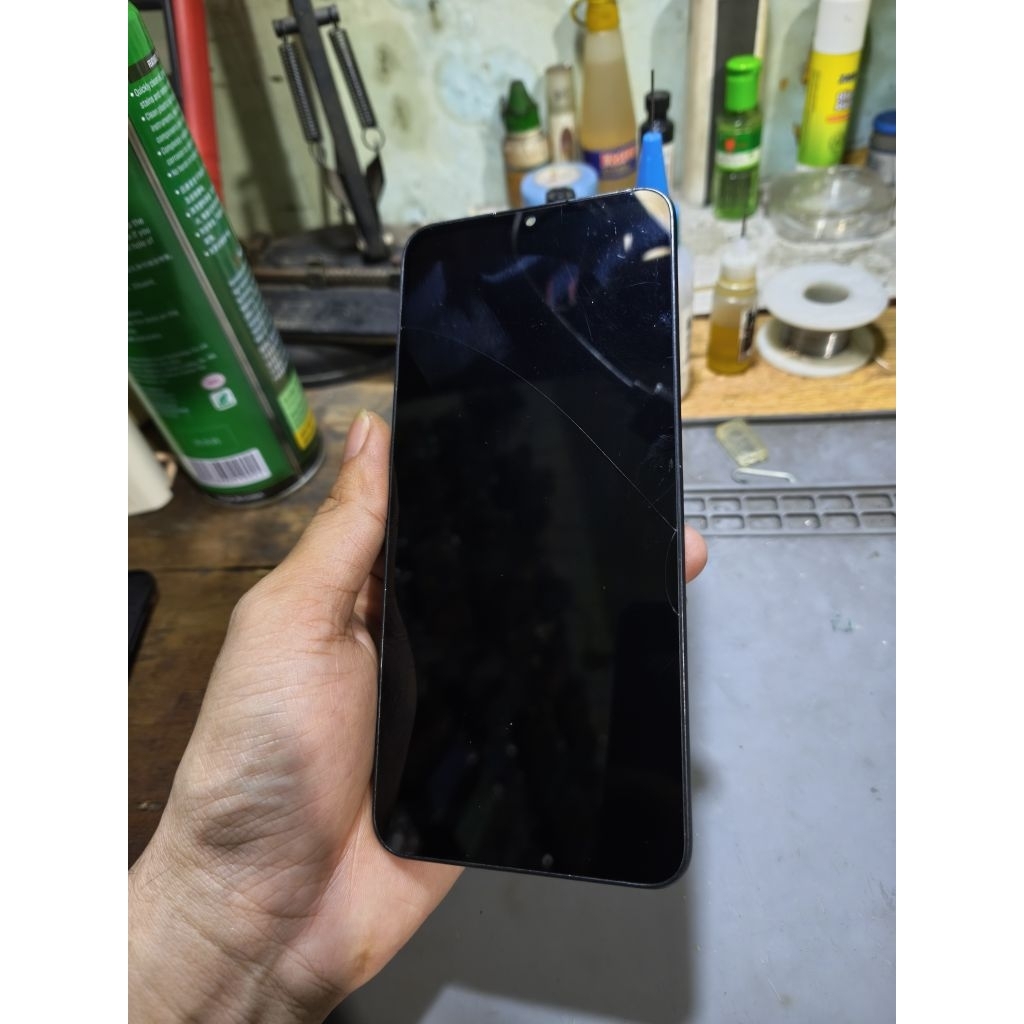 LCD + Frame Realme C21 (RMX3201) Original Normal. Ada Minus Kaca Retak Rambut