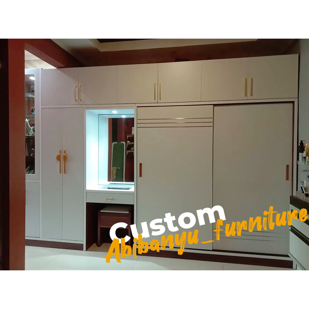 LEMARI PINTU SLEDING + MEJA RIAS CUSTOM