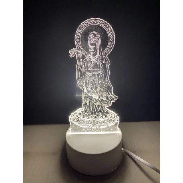 Lampu Tidur / Pajangan Lampu Hias 3D Model Dewi Kwan Im / Guan Yin