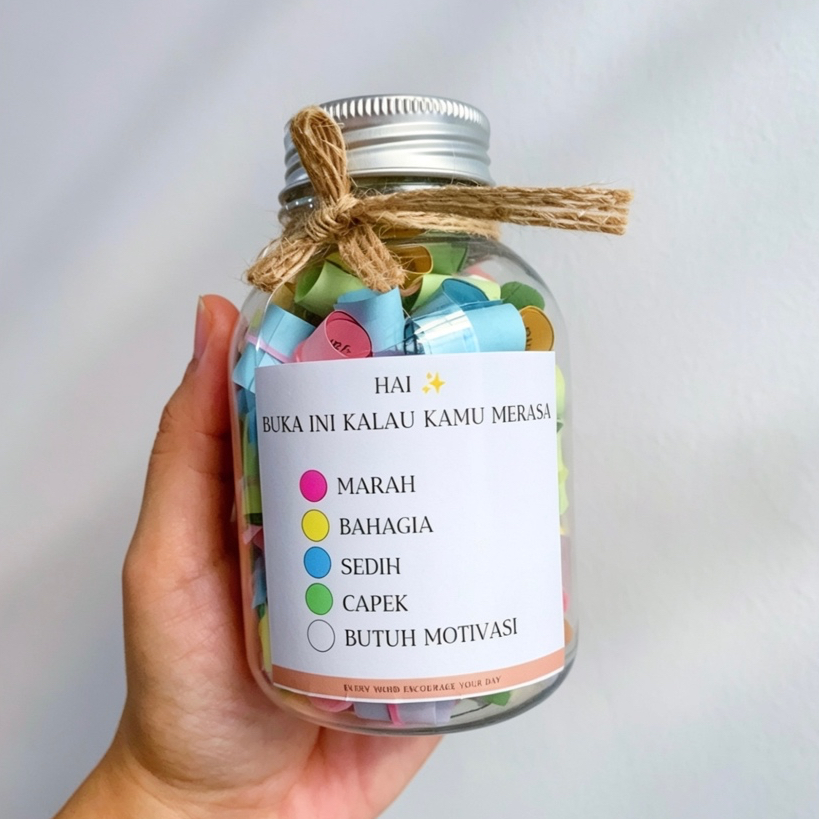 Jar of Mood - Botol Kertas Motivasi dengan Quotes Aesthetic