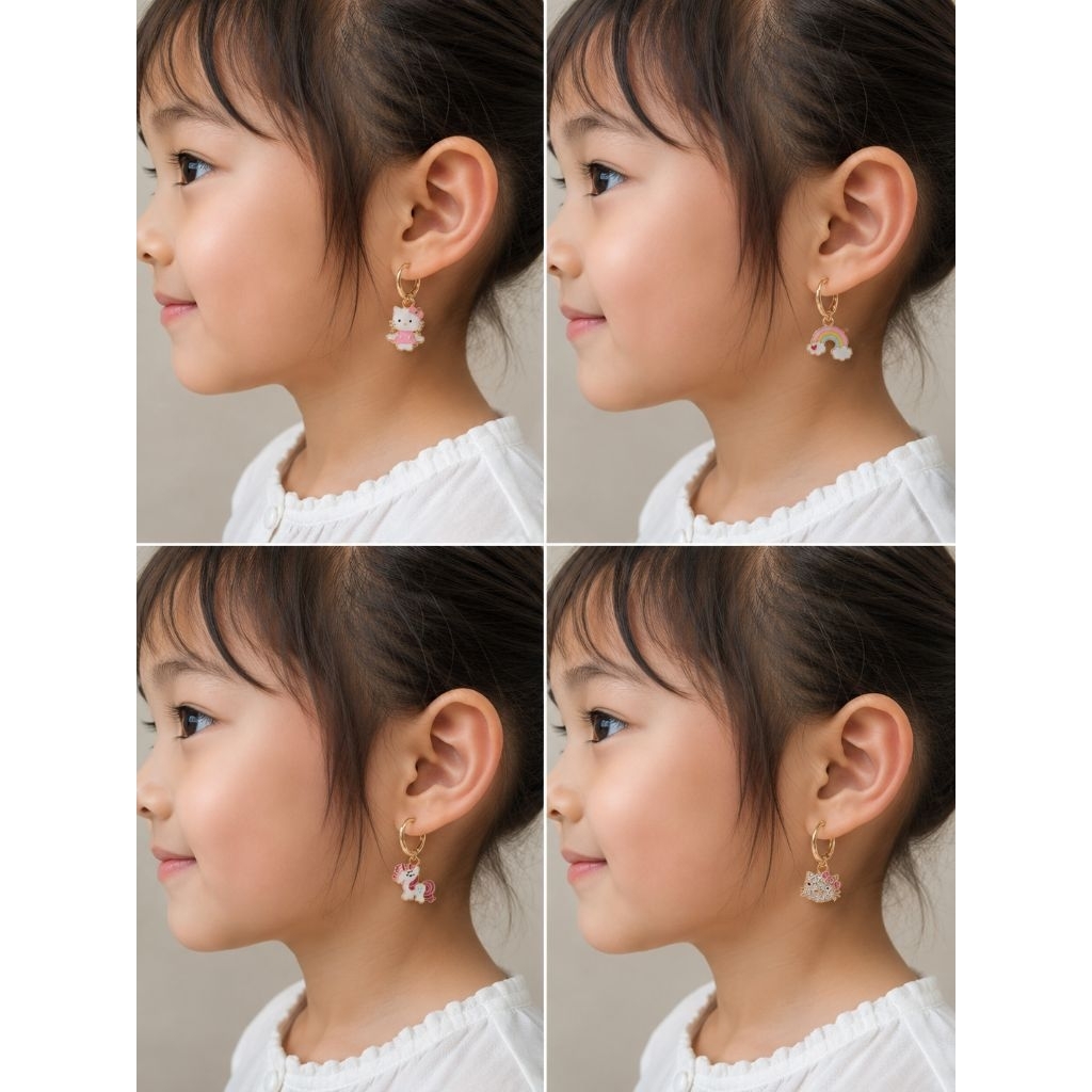 anting anak anak karakter seperti emas mengkilat