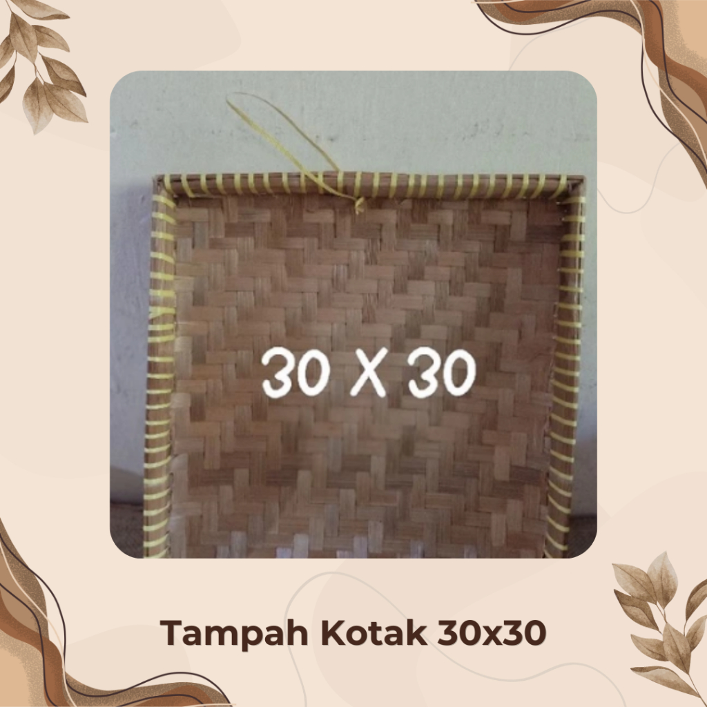 Tampah Kotak 30x30 Tambir Tebok Anyaman Bambu Nampan Saji Tumpeng Mini Tempat Jajanan Pasar Kue Basa