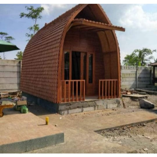 RUMAH LUMBUNG KAYU JATI | RUMAH KAYU SEGITIGA MINIMALIS | RUMAH JOGLO JEPARA