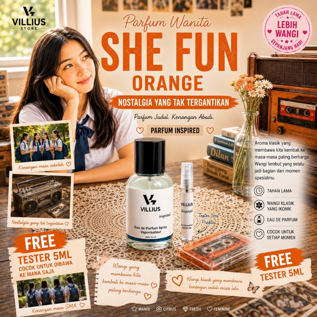 Parfum Jadul She Fun Orange Aroma Tahun 90an Parfume Wanita Wangi Tahan Lama Edt Edp Extrait 35ml 55