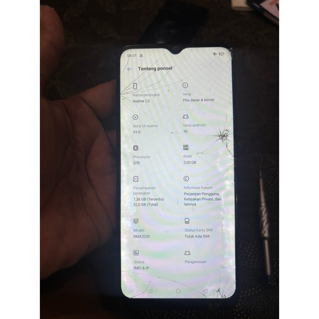 REALME  C3 RAM 3/32 minus layar pecah sama tombol