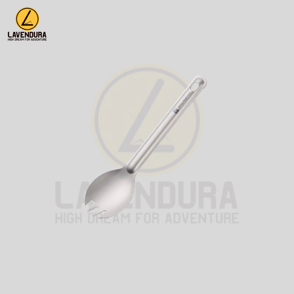 TITANIUM Spork Alat Makan Outdoor Camping Titanium Long Handle Cutlery Gray Spoon Fork Sendok Garpu 