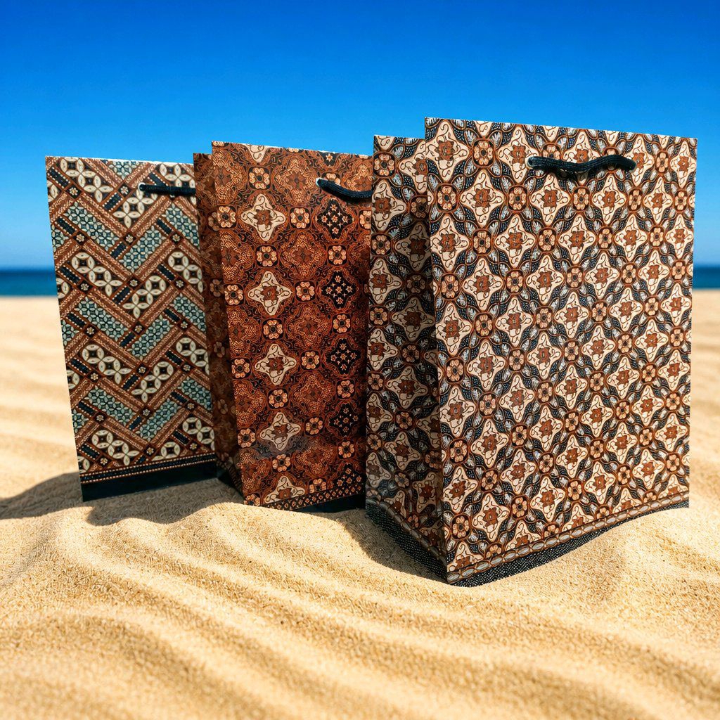 Tas Kertas Batik Kiky - 10 Lembar, Motif Acak, Karton Tebal