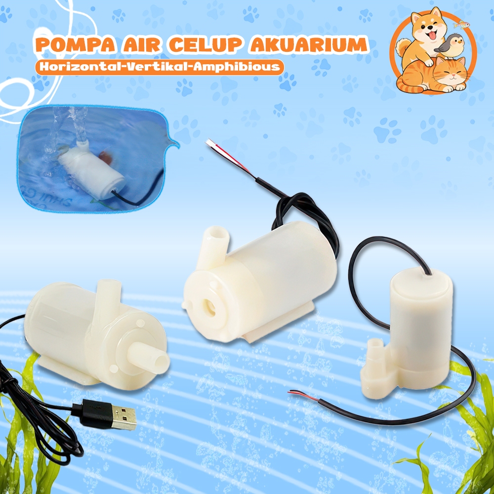Pompa Air Aquarium Mini Amphibious Celup Serbaguna Hemat Listrik