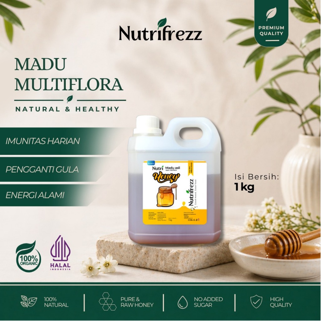 Nutrifrezz Madu Multiflora Asli Kaya Nutrisi & Enzim Alami 1KG / 500GR