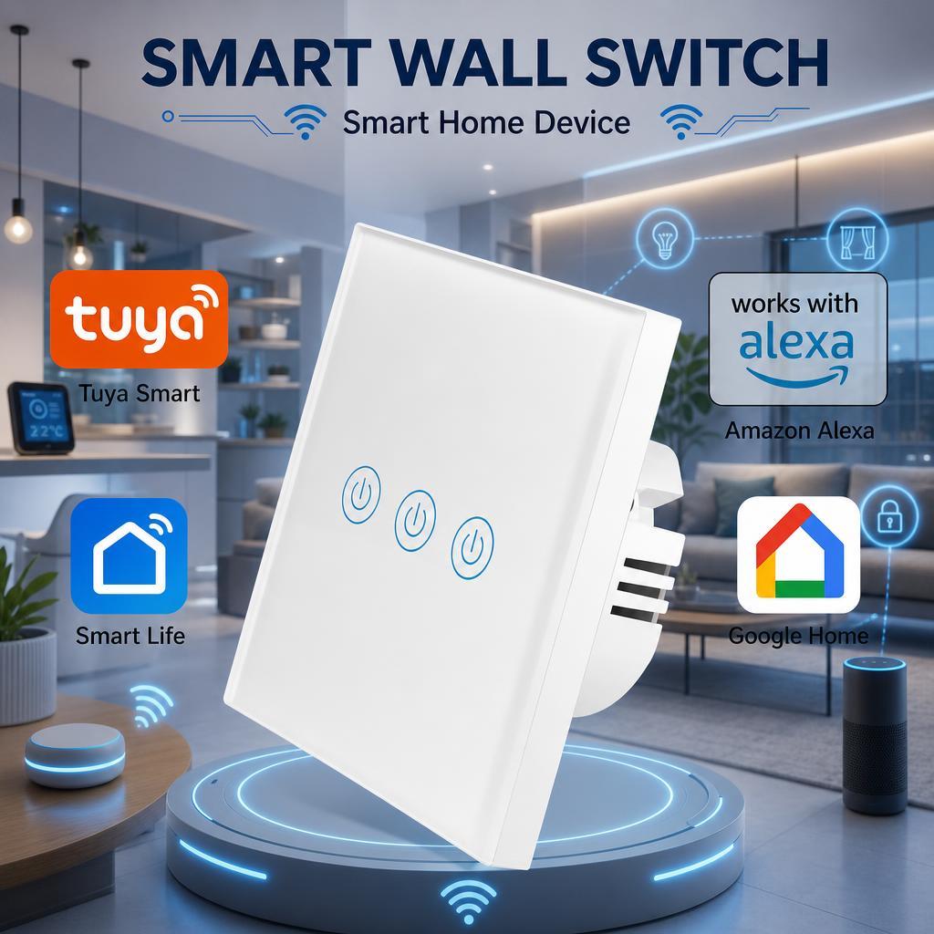 Smart wall switch touch wifi saklar pintar tuya smartlife