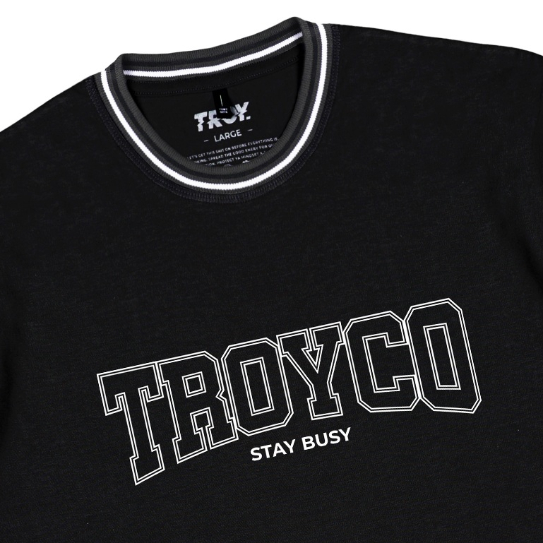 Troy Company Striped Rib Tshirt Black Academia Vitae - Kaos Pria Lengan Pendek Hitam KST 3040-3A1W1B