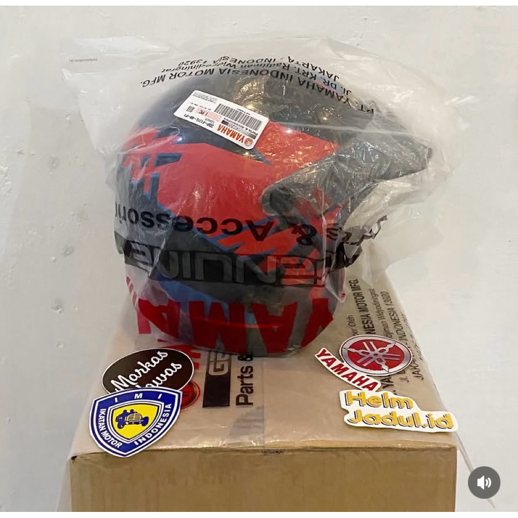 HELM YAMAHA SUMPIT JADUL RARE HITAM MERAH LAWAS ORIGINAL