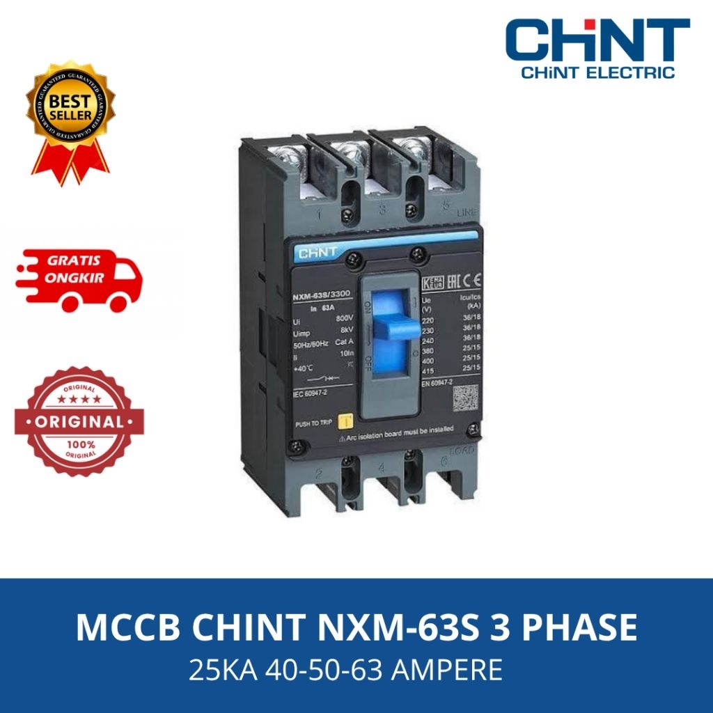 MCCB CHINT NXM-63S 25KA 3 PHASE 40/50/63A
