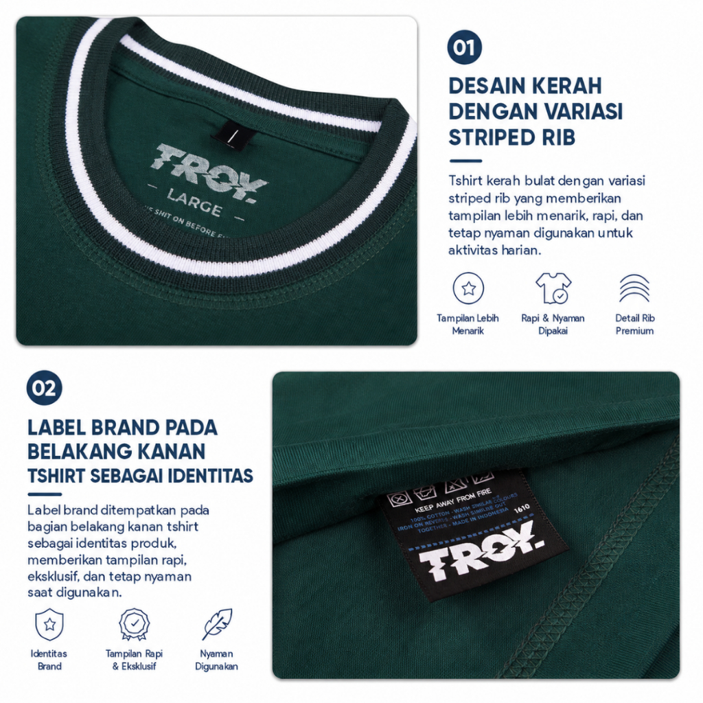 Troy Company Striped Rib Tshirt Green Virtual Pleasure - Kaos Pria Lengan Pendek Hijau KST 3032-2G1W
