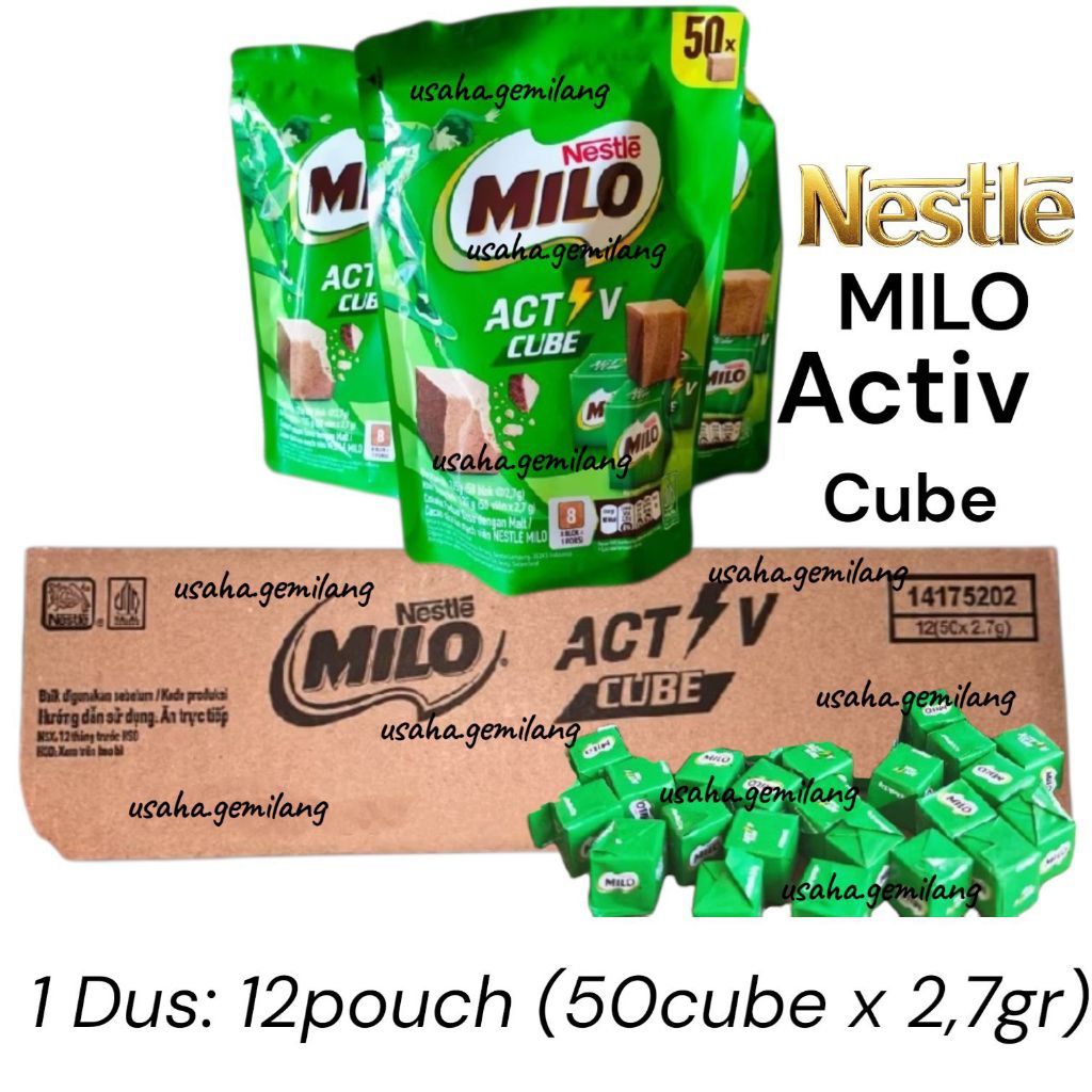 MILO ACTIVE CUBE 1DUS: 12bag (50cube x 2,7gr) - Milo Cube Original Nestle / Milo Active Cube / Cokla