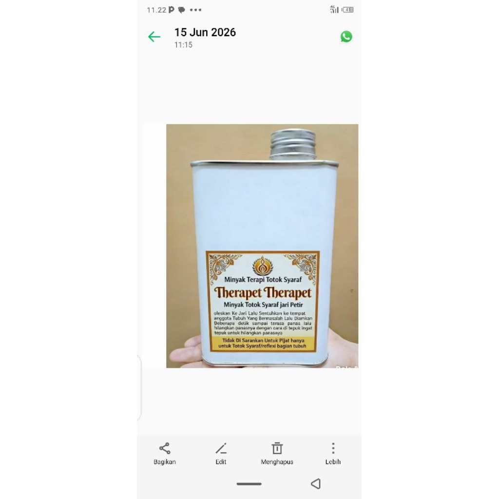 minyak totok jari petir ukuran 1kg